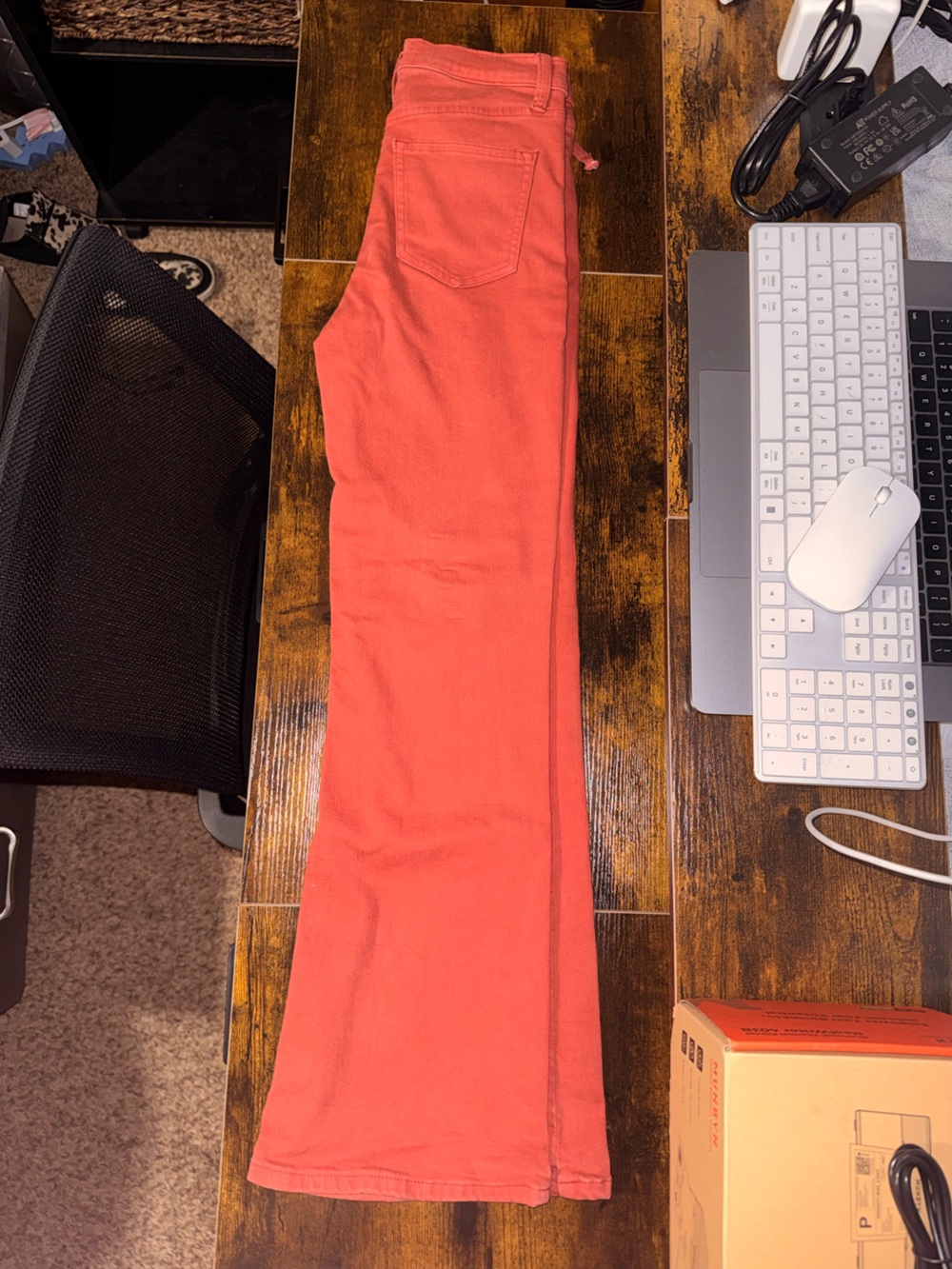Sneak Peek Coral-Red Flare Jeans